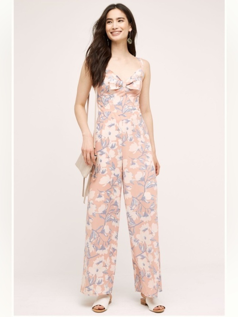 💋Anthropologie paper crown Floral bow Front Wide-Leg Jumpsuit